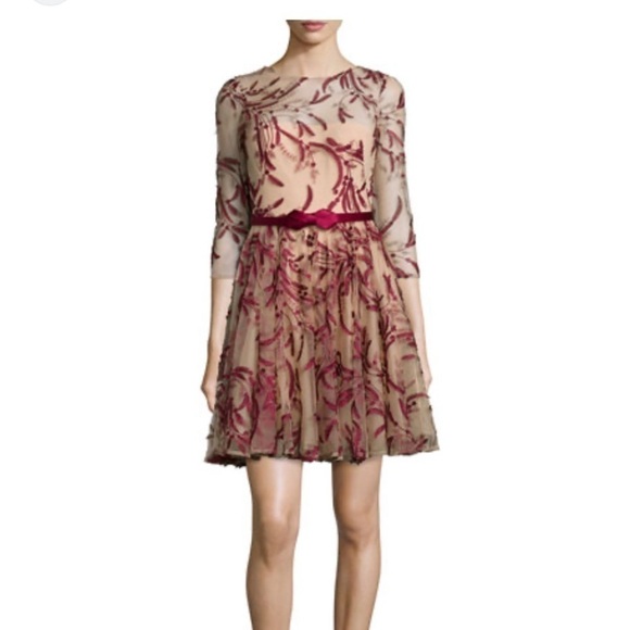 Marchesa Notte Dress Tulle Fit and Flare Embroidered Sheer A-Line size 6 - Picture 1 of 9